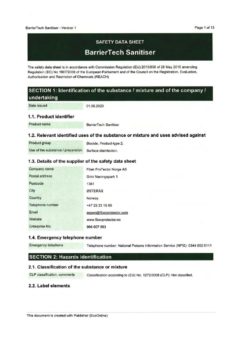 thumbnail of BarrierTech Safety Data Sheet